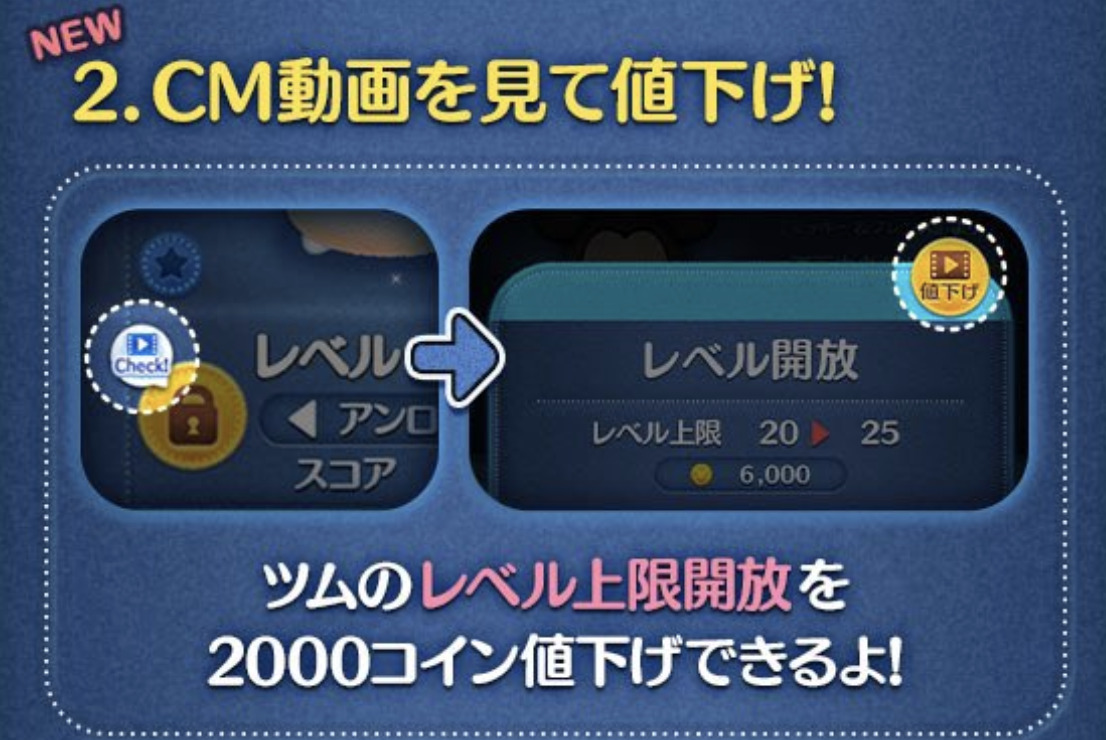 レベル上限解放の費用を値下げ