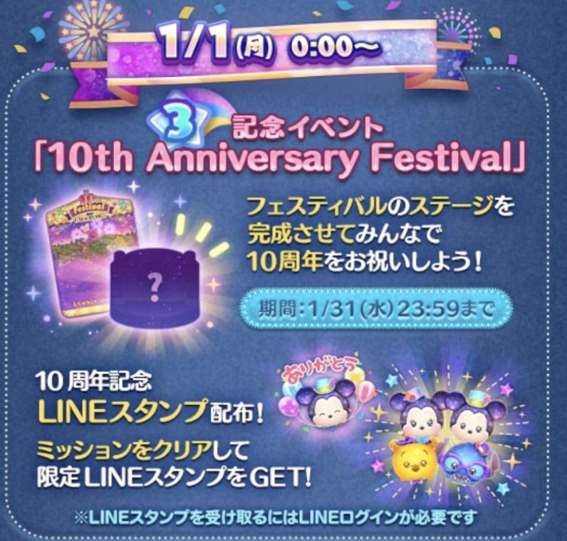 2024年1月イベント「ツムツム10周年記念パーティー」